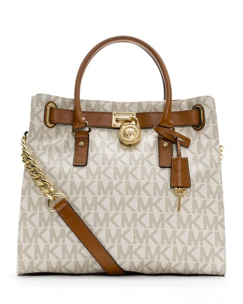 michael kors hamilton purse large leather slotted white|michael kors hamilton bag outlet.